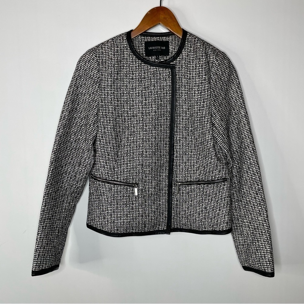 Lafayette 148 Womens Zip Front Jacket Blazer